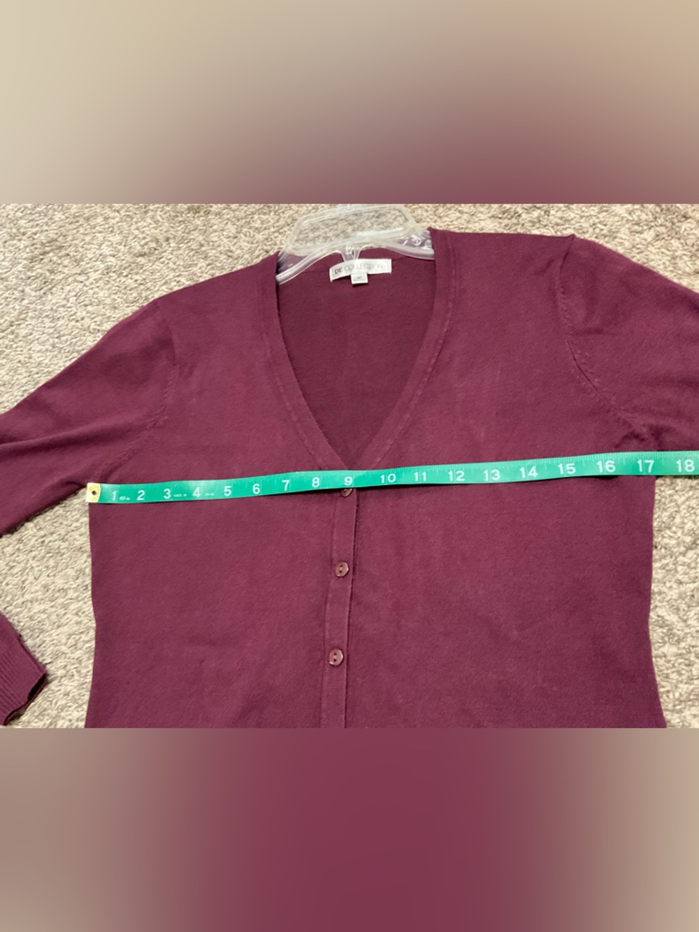 De Collection Plum V-Neck Button Front Long Sleeve Cardigan Medium - Picture 6 of 7